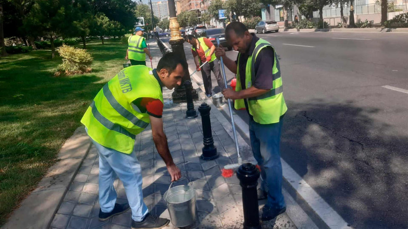 Nəsimi rayonunda küçələr və parklar təmizlənir