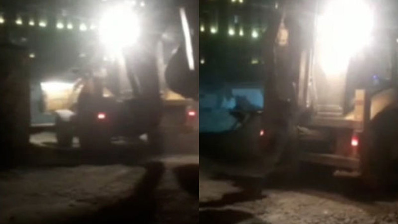 Bakıdakı tibb məntəqəsinin yaxınlığında gecə saatlarında tikinti işləri aparılıb