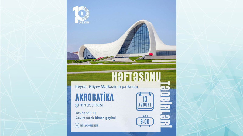 Heydər Əliyev Mərkəzinin parkında həftəsonu proqramı məlum olub