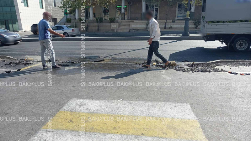 Badamdar şosesində içməli su yerin altından küçəyə axmağa başlayıb