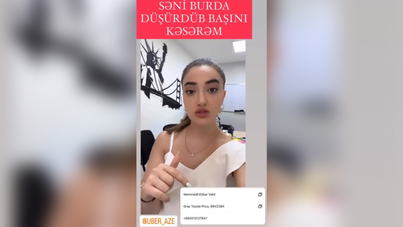 Uber taksi sürücüsü məşhur blogeri öldürməklə hədələyib