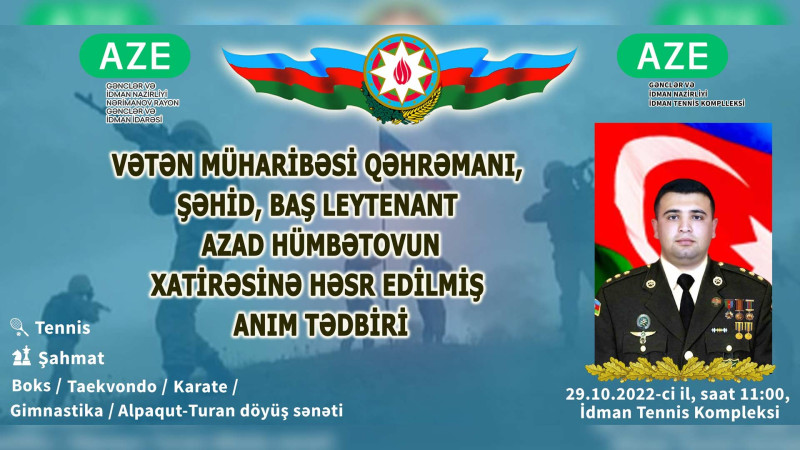 Bakıda şəhid Azad Hümbətovun xatirəsinə həsr edilmiş idman tədbiri baş tutacaq