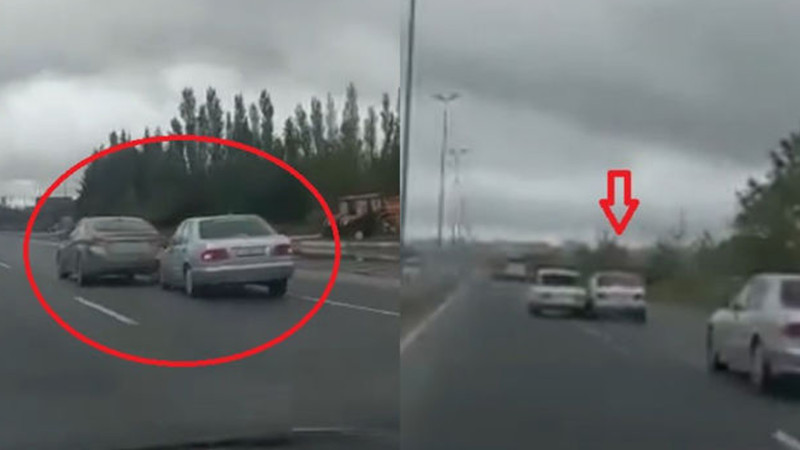 Sumqayıt-Bakı yolunda avtomobilləri qəsdən vuran sürücü sonda maşını aşırıb