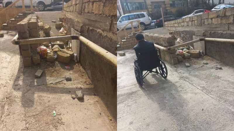 Bakıda qaz xətti sağlamlıq imkanları məhdud şəxslərin yolunu kəsib