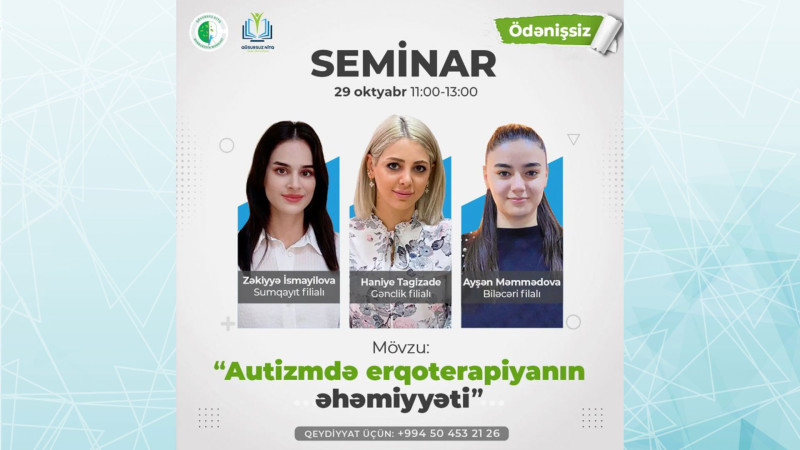 “Qüsursuz nitq” mərkəzi autizimlə bağlı ödənişsiz seminar keçirəcək