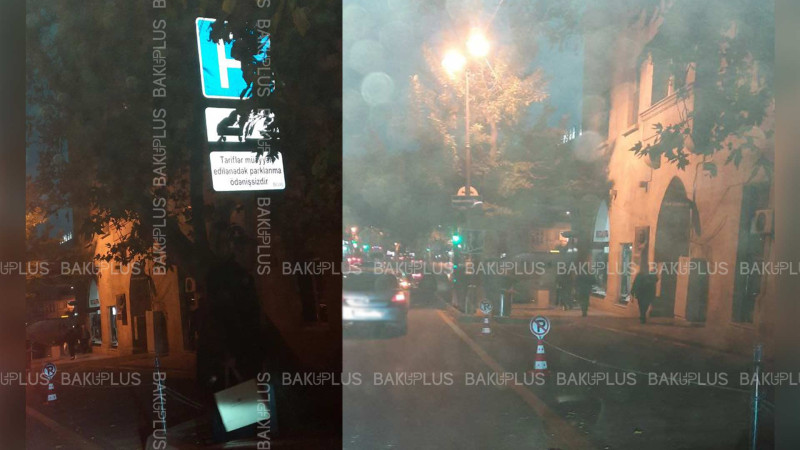 Bülbül prospektində yol nişanı var, ancaq parklanma yeri zəncirlənib