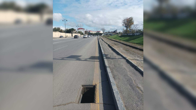 Bakının ən sıx prospektlərindən birində kanalizasiya qapaqları oğurlanıb