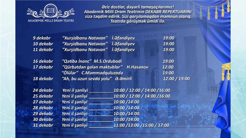 Bakıdakı daha bir mədəniyyət evi dekabr repertuarını açıqlayıb