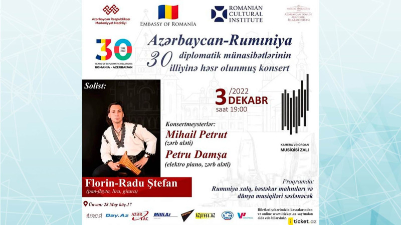 Dövlət Akademik Filarmoniyasında Rumıniyalı artistlərin konserti baş tutacaq