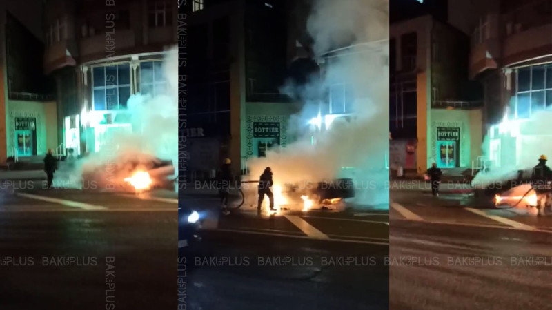 Paytaxtda “Mercedes” yanıb-VİDEO