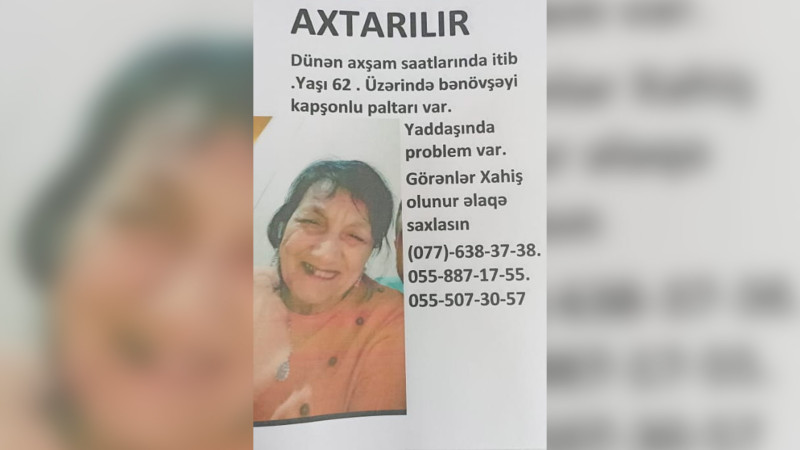 Bakıda 62 yaşlı qadın itkin düşüb
