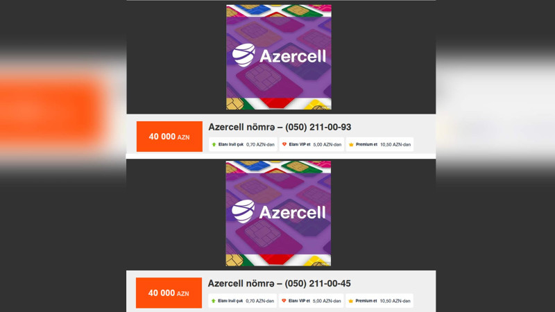 Bakıda 40.000 AZN-ə telefon nömrələri satışa qoyulub