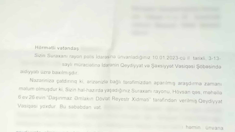 Polisin inzibati binasında qeydiyyatda olan vətəndaşlar sistemdən çıxarılır