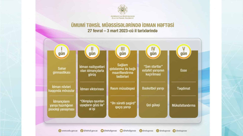 Bakıda şagirdlər arasında “İdman həftəsi” keçiriləcək