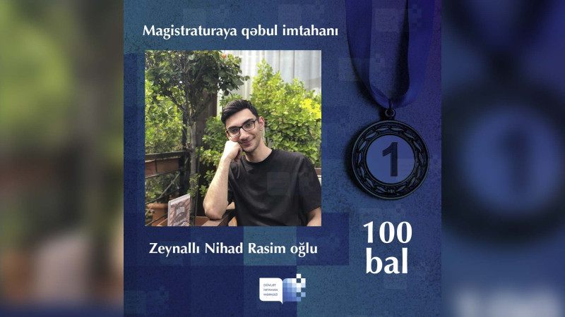 Magistraturaya qəbul imtahanında maksimal bal toplayanın adı bəlli olub