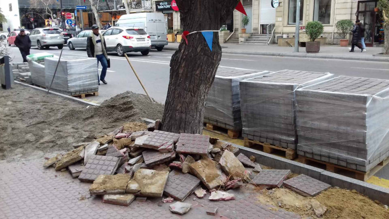 Nəsimi rayonunda səkilər təmir olunub