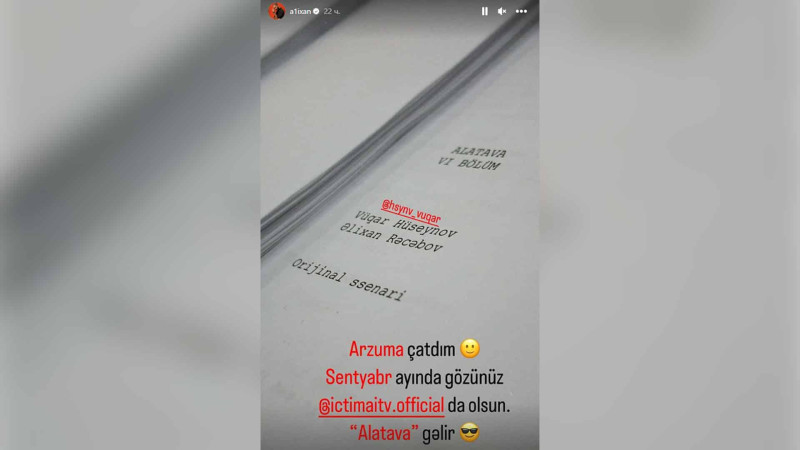 Əlixan Rəcəbov “Alatava” adlı serialı çəkəcək