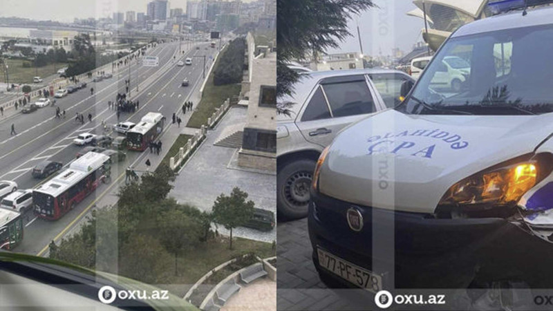 Bakıda moped və polis maşını toqquşub