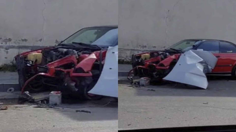 Bakıda “BMW” markalı avtomobil divara çarpılıb - VİDEO