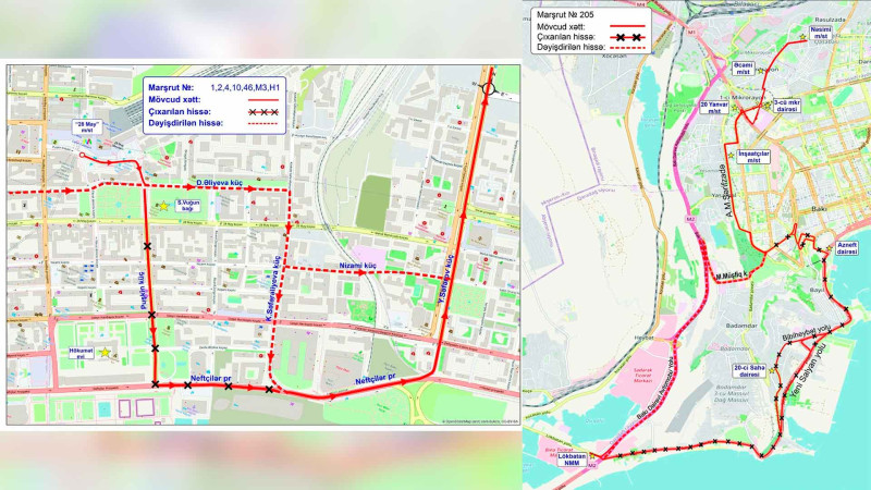 Bakıda 20 avtobusun hərəkət sxemi dəyişdiriləcək