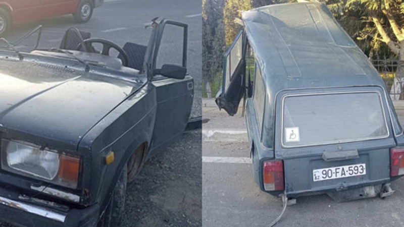 Bakıda qəzada avtomobil 2 yerə bölünüb - FOTO - VİDEO