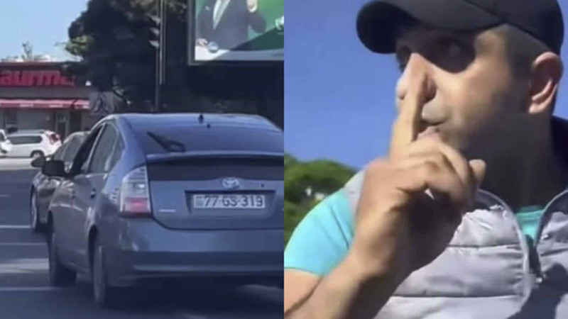 Bakıda taksi sürücüsü digər hərəkət iştirakçısının yolunu kəsərək onu təhqir etdi