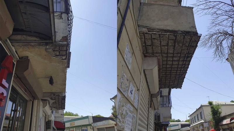 Badamdar qəsəbəsində baxımsız eyvanlar piyadalar üçün təhlükə saçır