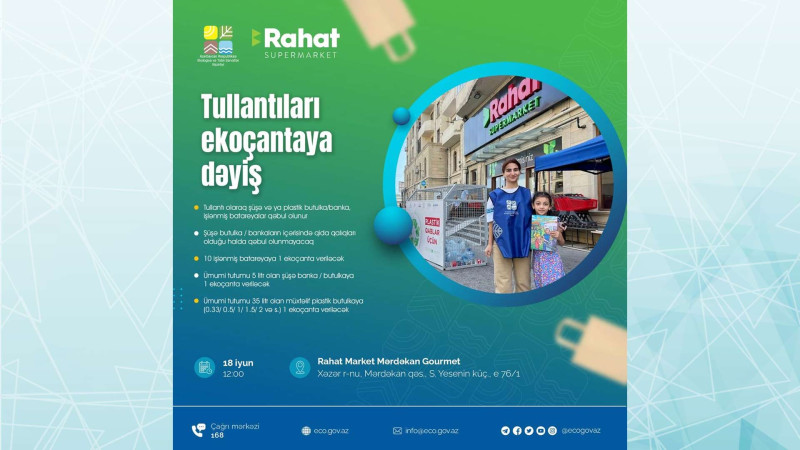 Mərdəkanda “Tullantıları ekoçantaya dəyiş” aksiyası keçiriləcək