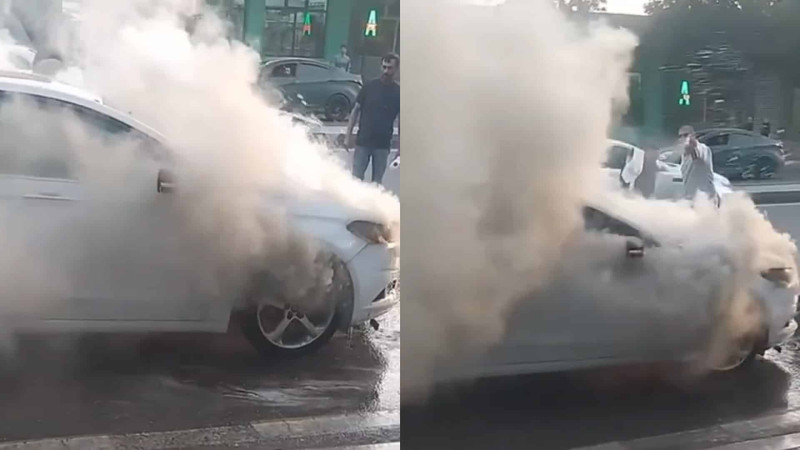 Xətai rayonunda avtomobildə yanğın baş verib