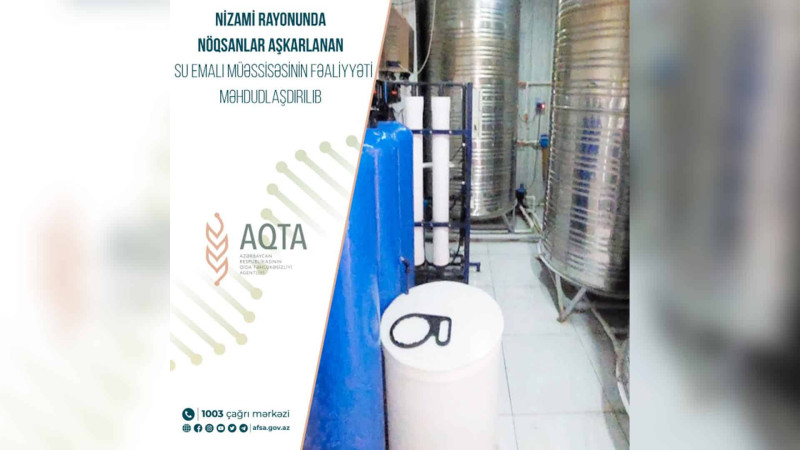 Nizamidə su istehsal edən müəssisədə nöqsanlar tapılıb