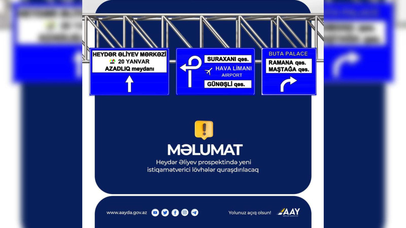 Heydər Əliyev prospektində yeni lövhələr quraşdırılacaq