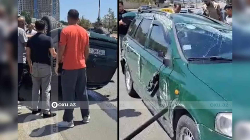 Bakının əsas prospektlərindən birində qəza baş verib