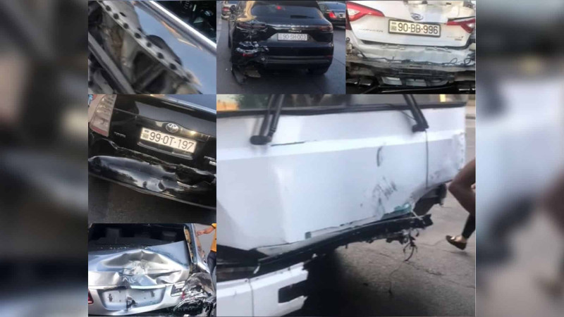 Azadlıq Prospekti metro stansiyasının yaxınlığında avtobus zəncirvari qəza törədib