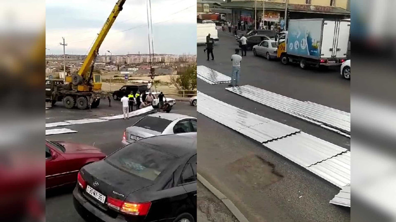 Binəqədidə dağılmış inşaat materialları sıxlığa səbəb olub