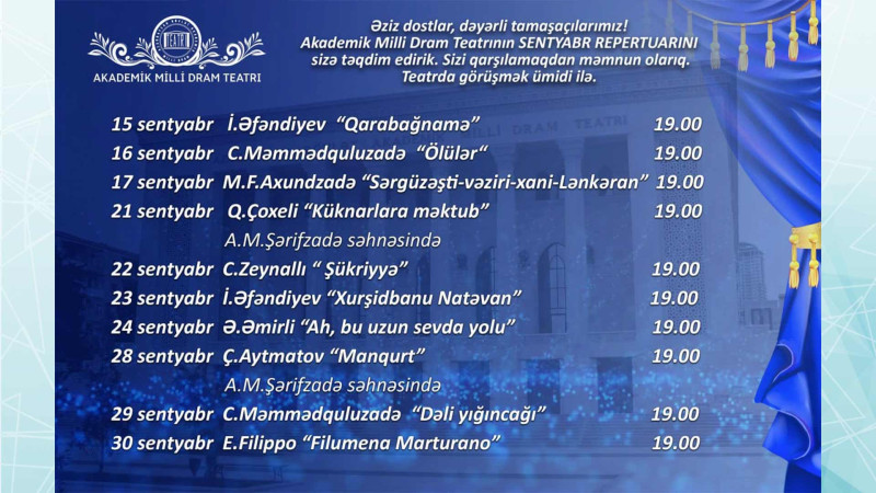 Yeni teatr mövsümünün açılışı: tamaşa sevənləri hansı yeniliklər gözləyir?