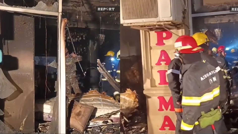 Bakıda mebel mağazası yanıb