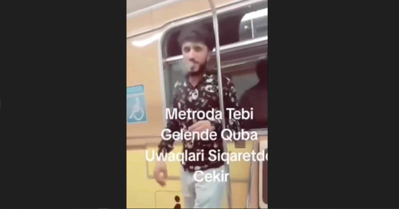 Polis metroda siqaret çəkən oğlanı tutub