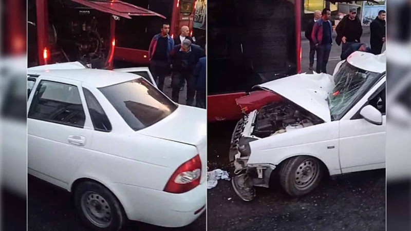 Əhmədlidə “BakuBus”ın avtobusu yol qəzasına düşüb