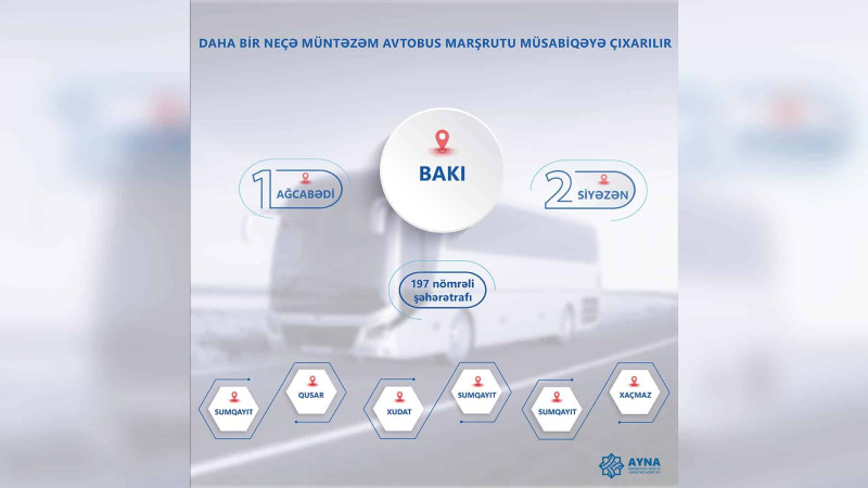 Azərbaycan Yerüstü Nəqliyyat Agentliyi daha bir neçə marşrutu müsabiqəyə çıxarıb
