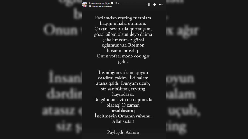 Məşhur jurnalist intihar edən əri ilə bağlı yayılan xəbərə münasibət bildirib