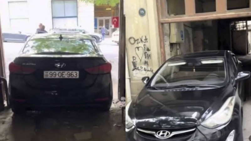 Bakıda avtomobil sürücüsü həyətdən çıxışı tam bloklayıb - VİDEO