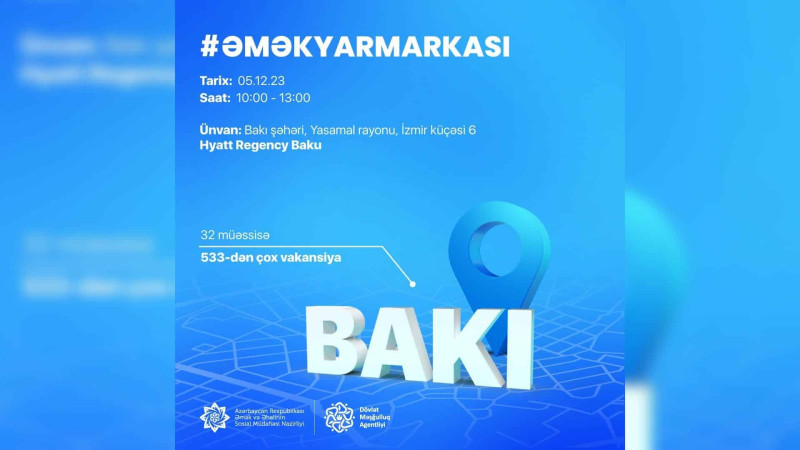 Bakıda 533 vakansiyanın olacağı əmək yarmarkası keçiriləcək