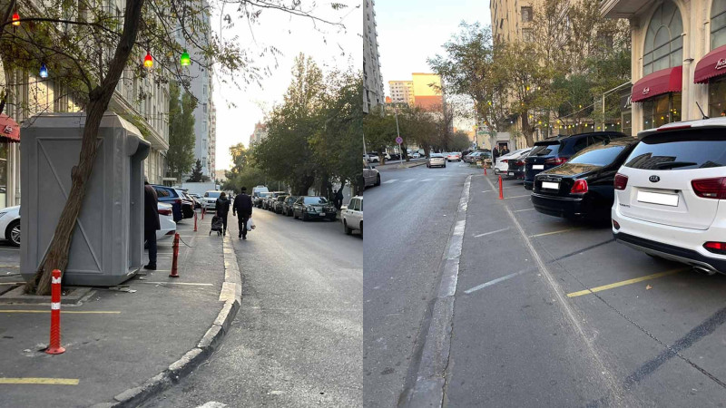 Bakıda restoran sahibi parkinq yerlərini zəncirlə hasarlayıb