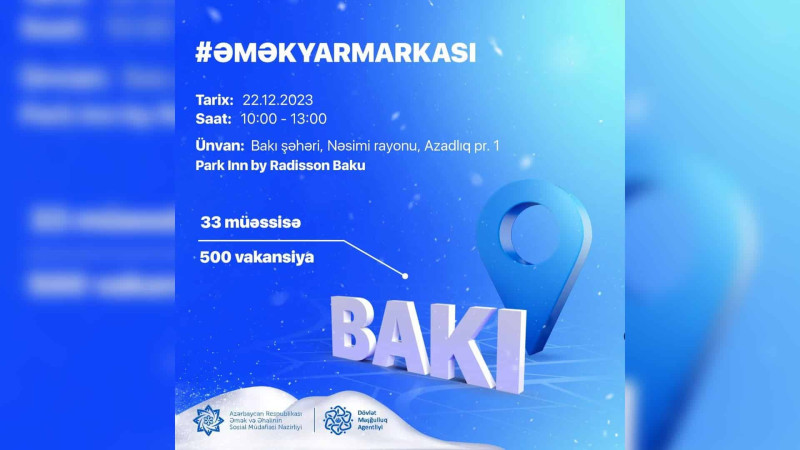 Nəsimidə 500 vakansiyanın təqdim olunacağı yarmarka keçiriləcək