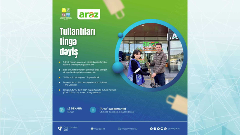 Paytaxtda “Tullantıları tingə dəyiş” aksiyası baş tutacaq