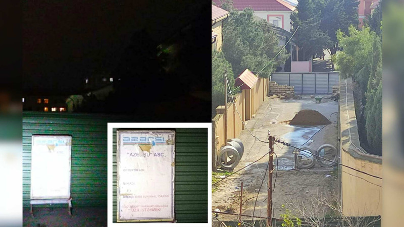 Buzovnada “Azərsu” loqotipli maneənin arxasında hasar tikilir