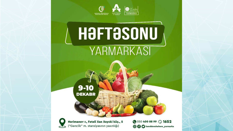 “Kənddən Şəhərə” həftəsonu yarmarkası növbəti dəfə baş tutacaq