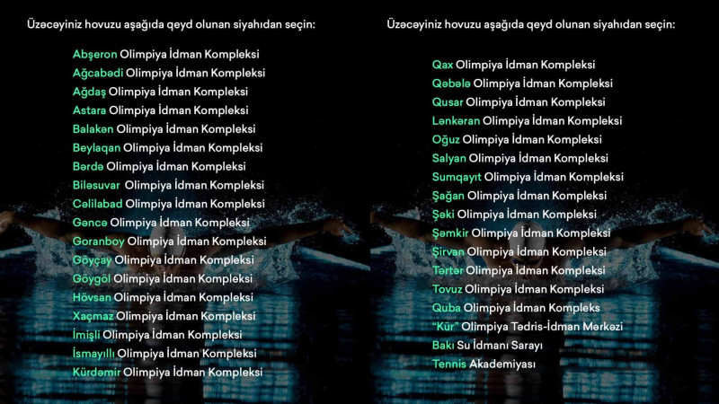 Paytaxtda və respublika ərazisində “Üzgüçülük hamı üçün” yarışı keçiriləcək