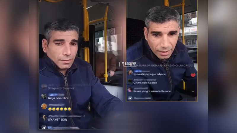 Tiktoker avtobus sürücüsü sükan arxasında canlı açıb – VİDEO