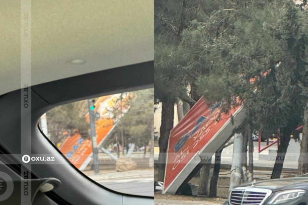 Paytaxtda nəhəng reklam lövhəsi aşıb